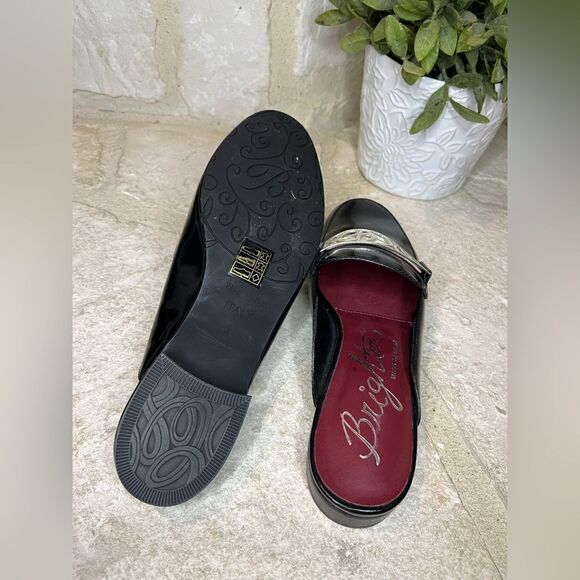 Brighton black leather mules sz 6.5 M - Picture 6 of 7